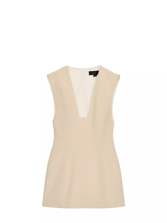 Zara Dresses & Skirts - Zara Beige Deep V Mini Dress